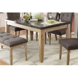 Huron Dining Table - Faux Marble Top - Weathered Wood
